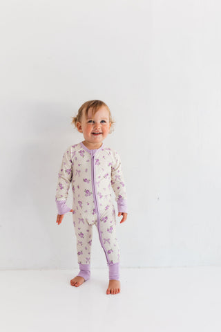 In My Jammers Purple Isabelle Zipper Romper