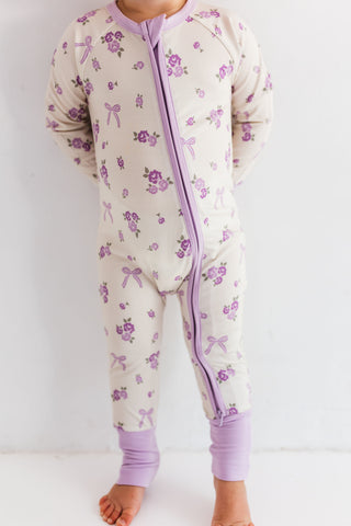 In My Jammers Purple Isabelle Zipper Romper