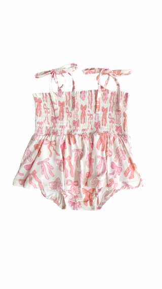 In My Jammers, In My Jammers Spring Floral Bows Smocked Bubble Romper - Basically Bows & Bowties