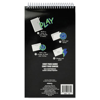 Iscream Corey Paige Gamer Seal and Send stationery journal with colorful gamer seal design and playful illustrations.