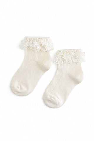 Little Stocking Co Lace Bobby Socks - Ivory
