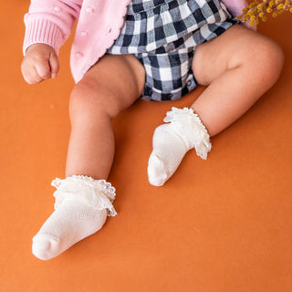 Little Stocking Co Lace Bobby Socks - Ivory