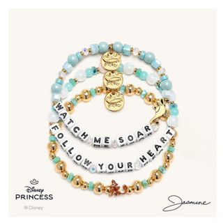 Little Words Project Bracelet - Disney Princess: Jasmine
Set of bracelets with motivational phrases and Disney Princess branding on a white background