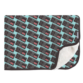 KicKee Pants Summer Sky Retro Game Controller Sherpa-Lined Throw Blanket, KicKee Pants, KicKee, KicKee Pants, KP Decades 80s, Sherpa-Lined Throw Blanket, Summer Sky Retro Game Controller, Thr