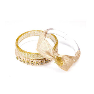 Lilies & Roses 3pc Bangle Set - Fancy Gold Fabric, Lilies & Roses, All Things Holiday, Bracelet, Bracelet Set, Bracelets, cf-type-bracelets, cf-vendor-lilies-&-roses, Christmas, Christmas Jew