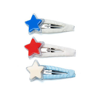 Lilies & Roses 4th of July Stars Covered Snap Clip Set, Lilies & Roses, 4th of July, 4th of July Hair Accessory, Clip Set, Clippie, Clippie Set, Hair Clips, Lilies & Roses, Lilies & Roses Cli