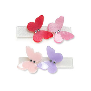 Lilies & Roses Butterflies Hair Clip Set - Satin Shades