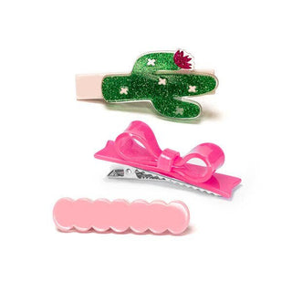 Lilies & Roses Cactus Glitter Alligator Clips Trio Set, Lilies & Roses, Arizona, Cactus, Cactus Clip, cf-type-hair-claws-&-clips, cf-vendor-lilies-&-roses, Clip Set, Clippie, Clippie Set, Hai