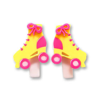 Lilies & Roses Roller Skates Pink Yellow Alligator Clip Set, Lilies & Roses, cf-type-hair-claws-&-clips, cf-vendor-lilies-&-roses, Clip Set, Clippie, Clippie Set, Hair Clips, Lilies & Roses, 
