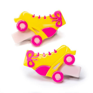 Lilies & Roses Roller Skates Pink Yellow Alligator Clip Set, Lilies & Roses, cf-type-hair-claws-&-clips, cf-vendor-lilies-&-roses, Clip Set, Clippie, Clippie Set, Hair Clips, Lilies & Roses, 
