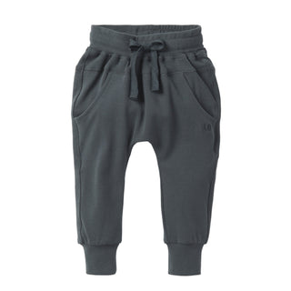 Little Bipsy Jogger - Shadow
Dark gray jogger pants on a white background