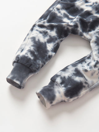 Little Bipsy Marble Jogger - BlueGray and white tie-dye sweatshirt on a light gray background
