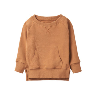 Little Bipsy Pocket Pullover - Chestnut 
Brown sweatshirt on a white background
