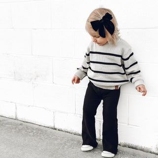 Little Bipsy Ribbed Flare Pants - Black