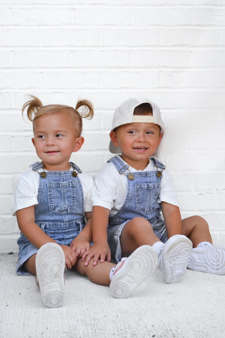 Little Bipsy Shortie Denim Overall - Light Wash