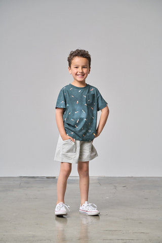 Little Bipsy Stitch Pocket Jersey Short - Light Heather Grey