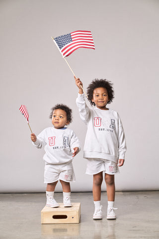 Little Bipsy Collection, Little Bipsy USA Raw Edge Sweatshort - Heather Grey - Basically Bows & Bowties