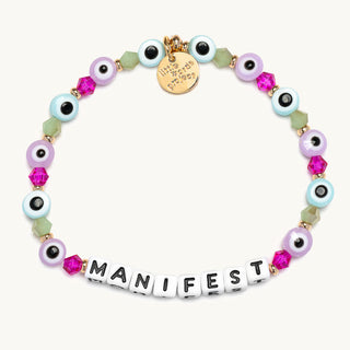 Little Words Project Bracelet - The Power of Little Words: Manifest
Colorful beaded bracelet with 'MANIFEST' charm on a white background