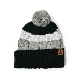 Little Bipsy Chunky Pom Beanie - Black, Little Bipsy Collection, Beanie, Beanie hat, Beanies, cf-size-large-2-5-years, cf-size-medium-8-months-2-5-years, cf-size-small-0-8-months, cf-type-bea