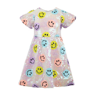 Lola and The Boys Rainbow Emoji Sequin Dress