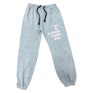 Love Junkie Fleece Sweats Kinda Day Sweatpants - Heather Grey, Love Junkie, cf-size-large-14, cf-size-medium-10-12, cf-size-small-7-8, cf-size-xlarge-16, cf-type-pants, cf-vendor-love-junkie,