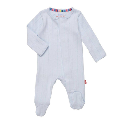 Magnetic Me Love Lines Organic Cotton Pointelle Magnetic Footie - Blue