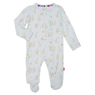 Magnificent Baby, Magnetic Me Blue Hoppily Ever After Modal Magnetic Ruffle Footie - Basically Bows & Bowties