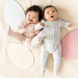 Magnificent Baby, Magnetic Me Blue Hoppily Ever After Modal Magnetic Ruffle Footie - Basically Bows & Bowties