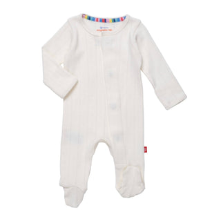 Magnetic Me Love Lines Organic Cotton Pointelle Magnetic Footie - Tofu, Magnificent Baby, Baby Shower, Baby Shower Gift, cf-size-3-6-months, cf-size-preemie, cf-type-footie, cf-vendor-magnifi