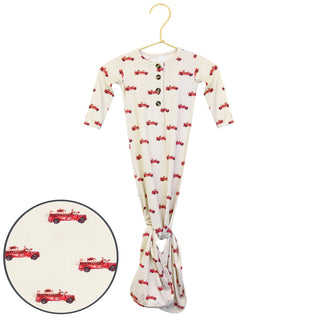 Lou Lou and Company knit knotted gown for babies, featuring a soft, cozy design in a cute Marshall bubble pattern.