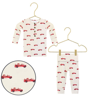 Lou Lou and Company knit outfit set for babies, featuring a cozy top and matching bottoms in soft, bubble fabric.