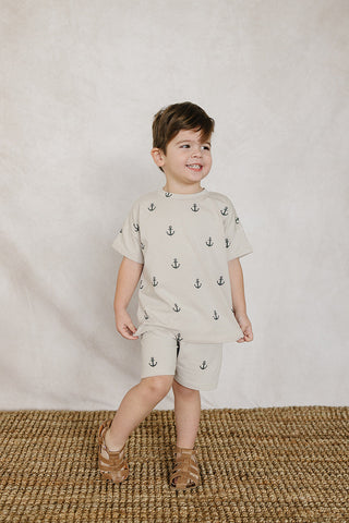 Mebie Baby, Mebie Baby Anchors Button Short Set - Basically Bows & Bowties