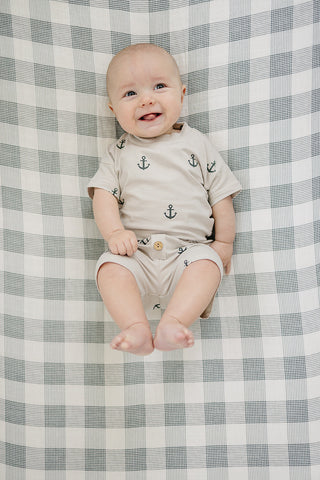 Mebie Baby, Mebie Baby Anchors Button Short Set - Basically Bows & Bowties