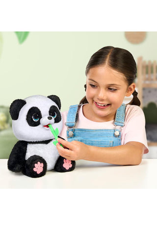 Little Live Pets™ My Baby Panda ChuChu Interactive Plush
Child playing with a plush panda toy on a light green background