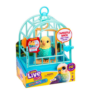 Indie Little Live Pets™ My Really Real Bird Interactive Bird Toy
Toy parrot in a cage with packaging on a white background