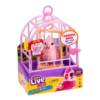 Rosie Little Live Pets™ My Really Real Bird Interactive Bird Toy
Toy parrot in a cage with packaging on a white background