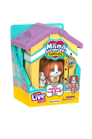 Little Live Pets™ Mama Surprise Families Mama’s House Toy
Mama Surprise! Families toy packaging with a house-shaped box on a white background