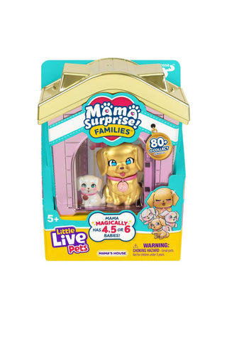 Little Live Pets™ Mama Surprise Families Mama’s House Toy
Mamé Surprise! Families toy packaging with a dog and cat figure on a white background