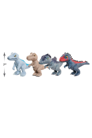 Jurassic World Dominion 7" Plush
Four dinosaur toys on a white background