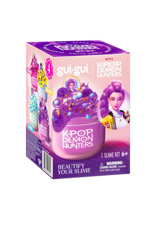 Gui Gui™ x K-Pop Demon Hunters slime kit by License 2 Play, featuring colorful slime in a clear container with playful branding.