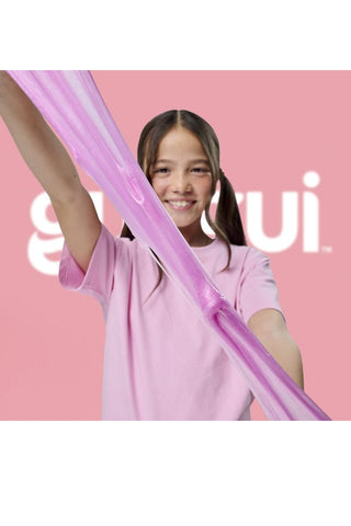 Gui Gui™ Surprise Slime Kit with Mini Figure & Charms
Child in pink shirt holding pink ribbon against a pink background with 'gucci' branding.