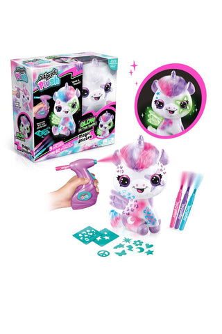 Airbrush Plush™ Glow-in-the-Dark Magic Unicorn Kit
Glowing Pets toy with packaging, hair dryer, and accessories on a white background