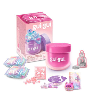 Gui Gui™ Surprise Slime Kit with Mini Figure & Charms
gui-gui product set including jar, packaging, and accessories on a white background