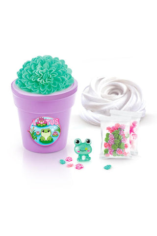 So Slime Flower Slime DIY Scented Slime
Purple container with green foam, white rope, and decorative items on a white background