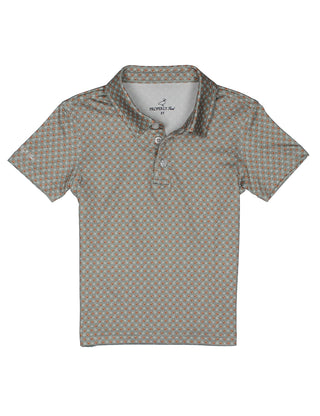 Properly Tied Boys Inlet Polo shirt in navy with white accents, displayed on a hanger.