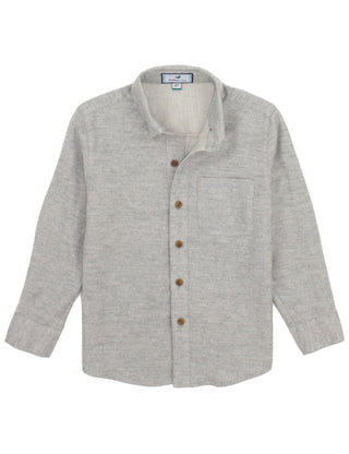Properly Tied Boys Breeze Long Sleeve Shirt - Pewter Gray button-up shirt on a white background