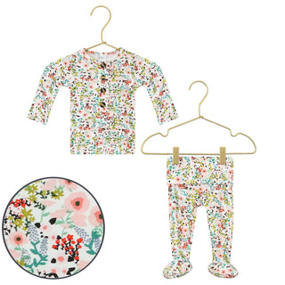 Lou Lou and Company Top and Bottoms - Millie
Children's floral pajama set with top and pants on hangers against a white background.
