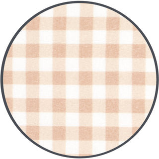 Lou Lou and Company - Milo 
A circular product featuring a classic gingham checkered pattern in soft beige and white, framed by a thin dark gray border on a white background.