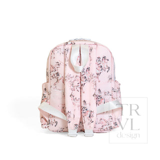 TRVL Designs Mini Backer - Cowgirl Toile
Pink floral backpack on a white background with 'TRAVL' design text.