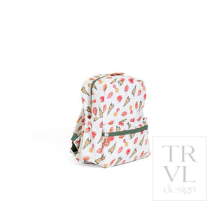 TRVL Designs Mini Backer - Touchdown
Backpack with ice cream cone pattern on a white background, featuring the brand 'TRVL design'.